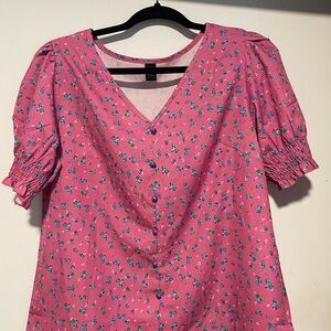 Vibrant Pink Floral Blouse